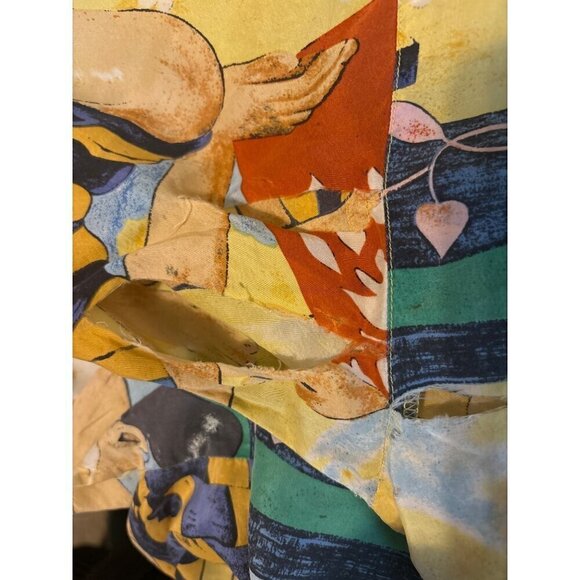 AS IS Silk Club Mens Graphic Shirt Polynesian Inspired Fabric Project Repurpose - Picture 14 of 14